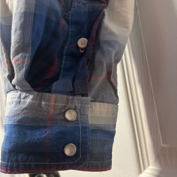 Levi's Blue Plaid Men's Shirt button up collared long sleeve size large top - Picture 8 of 11